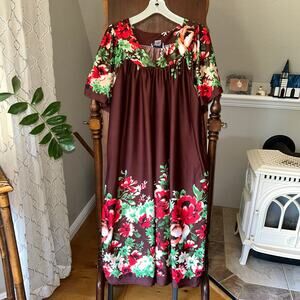 Anthony Richards Vintage MuMu House Dress Brown Flowers Womens 2x